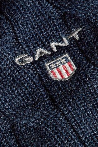 Navy Gant Cable Knit Jumper